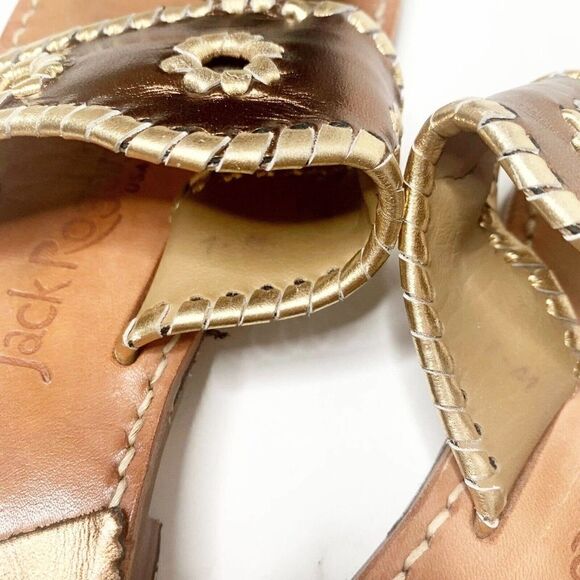 Jack Rogers Classic Jacks Bronze and Gold Leather Thong Sandals Women’s Size 7 M - Picture 4 of 6